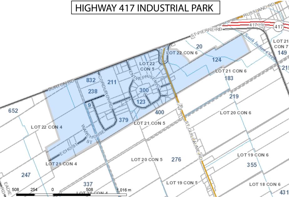 Carte montrant la zone du PIC du parc industriel 417