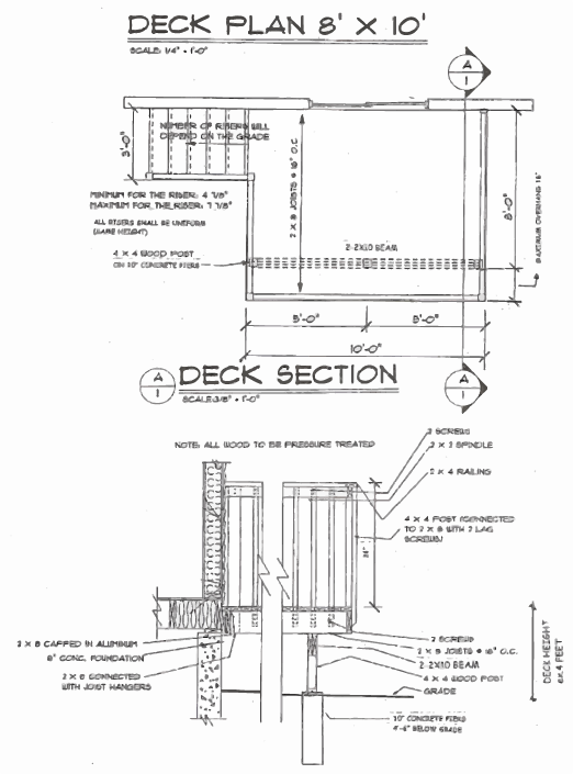 Dessin technique d'un plan de terrasse