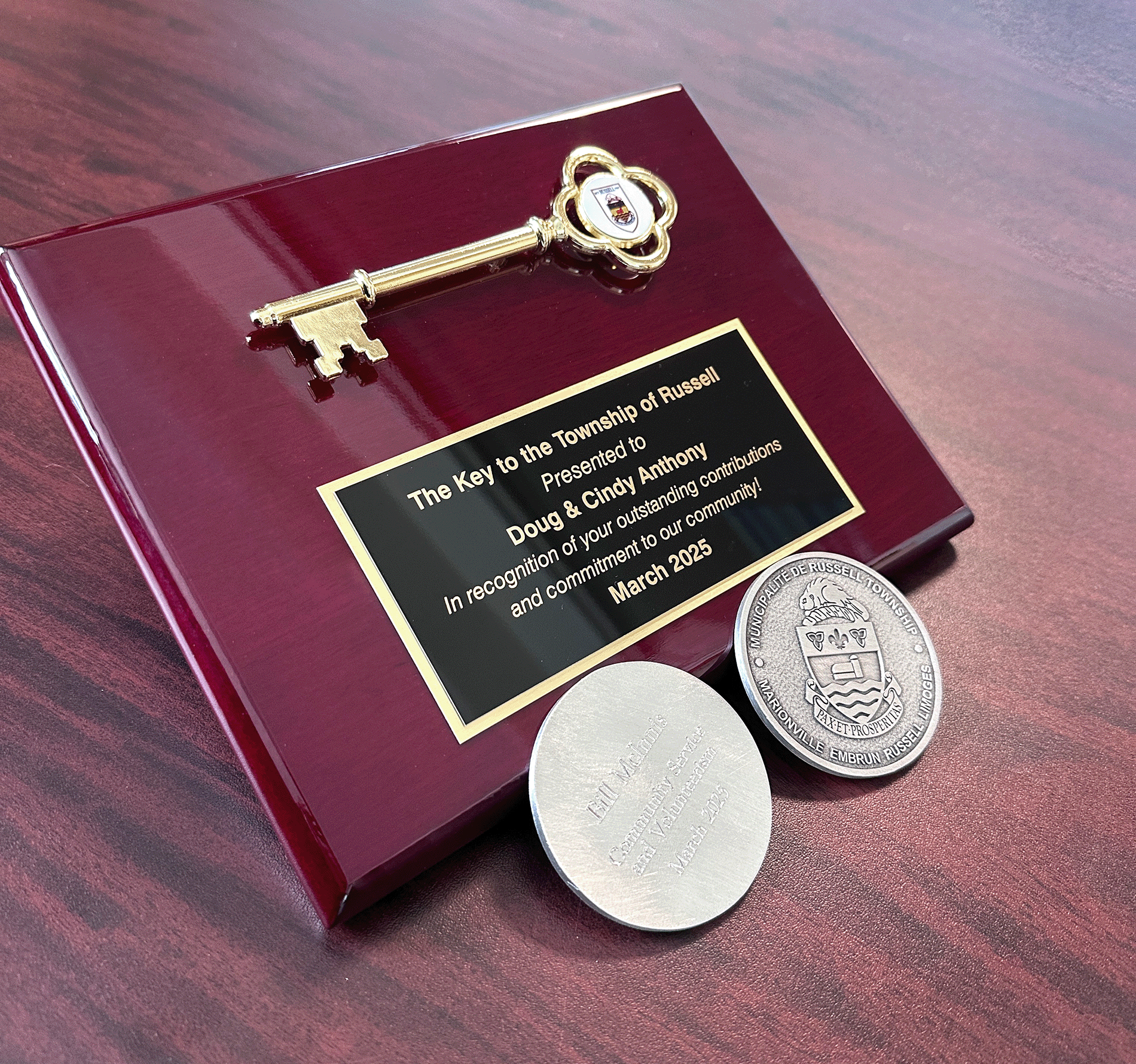 Medallion and Key to Township