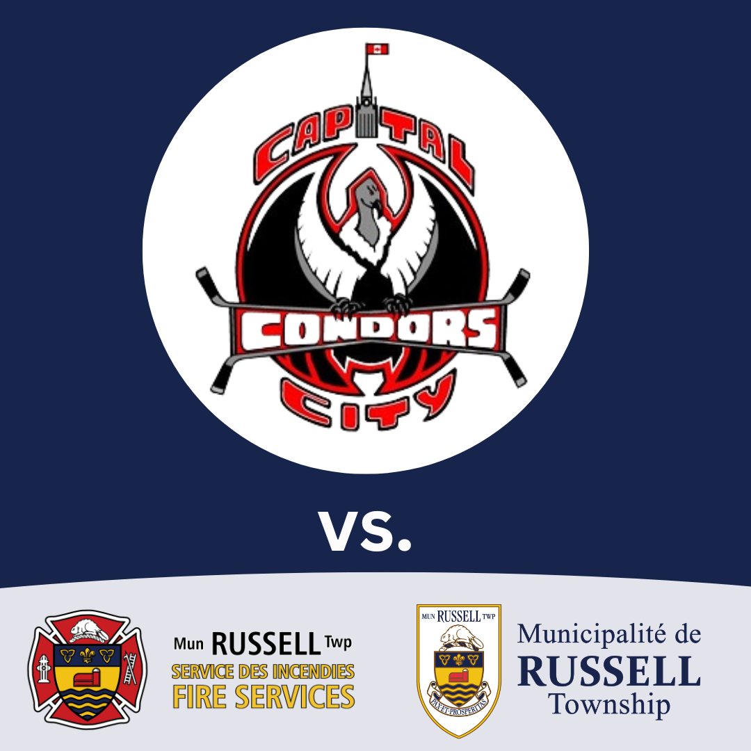 Affiche pour l'évènement des Capital City Condor versus la municipalité de Russell