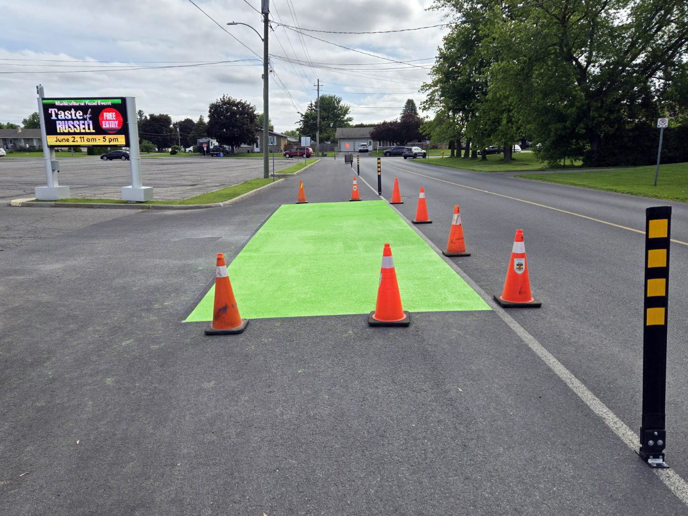Green painted on Blais Street