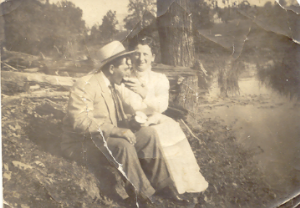 Harry Fraser Carscadden and Ethel Kemp on the bank of the Castor River in 1909