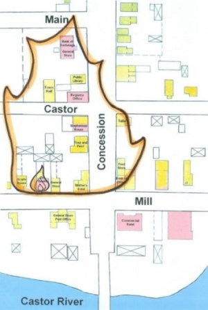 Carte du village de Russell démonte l'ampleur du feu