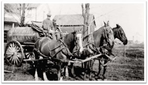 Horse Hitched to a Wagon to Deliver Imperial Oil Products