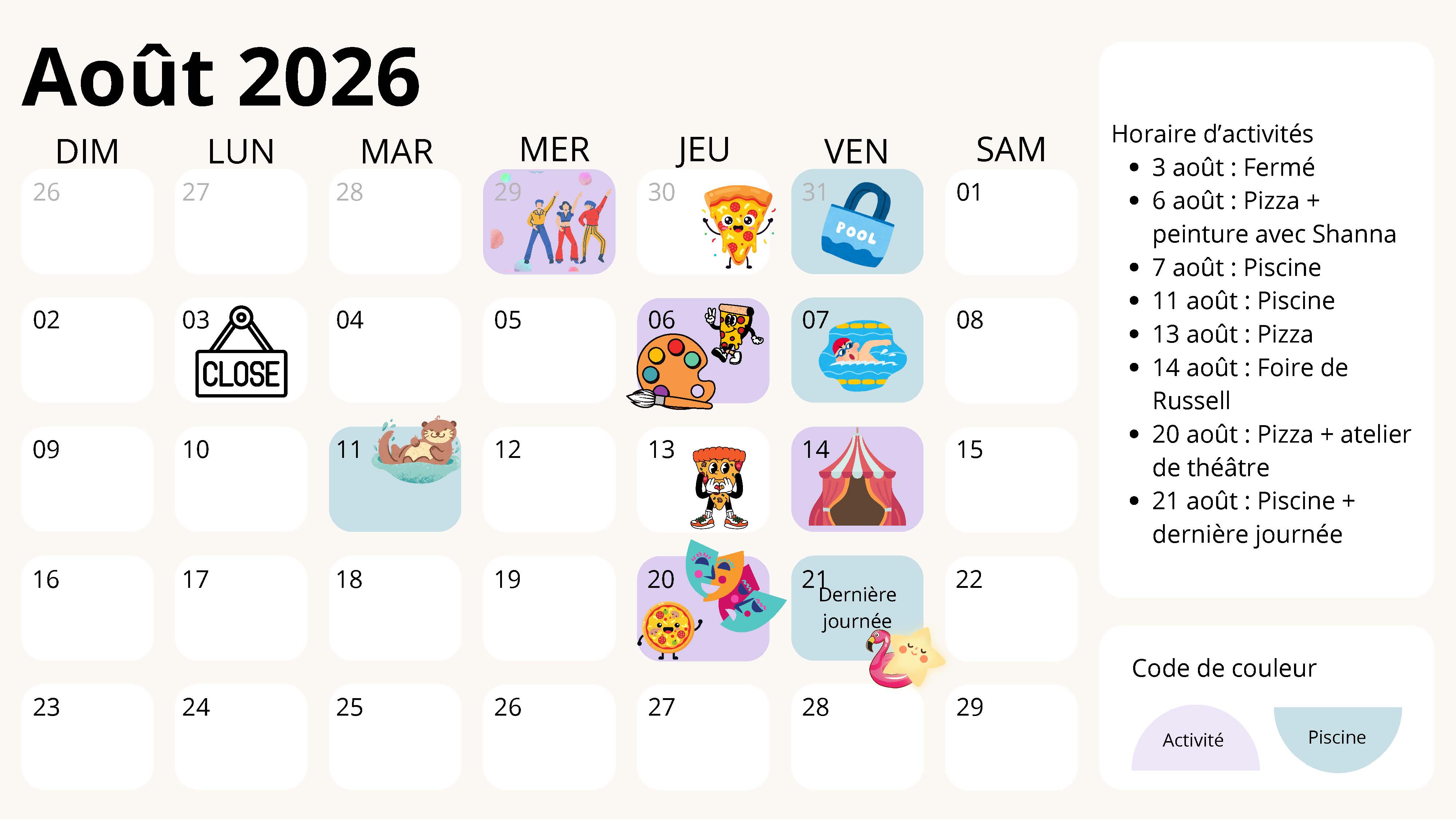 Programmation d'août Programmation d'août
