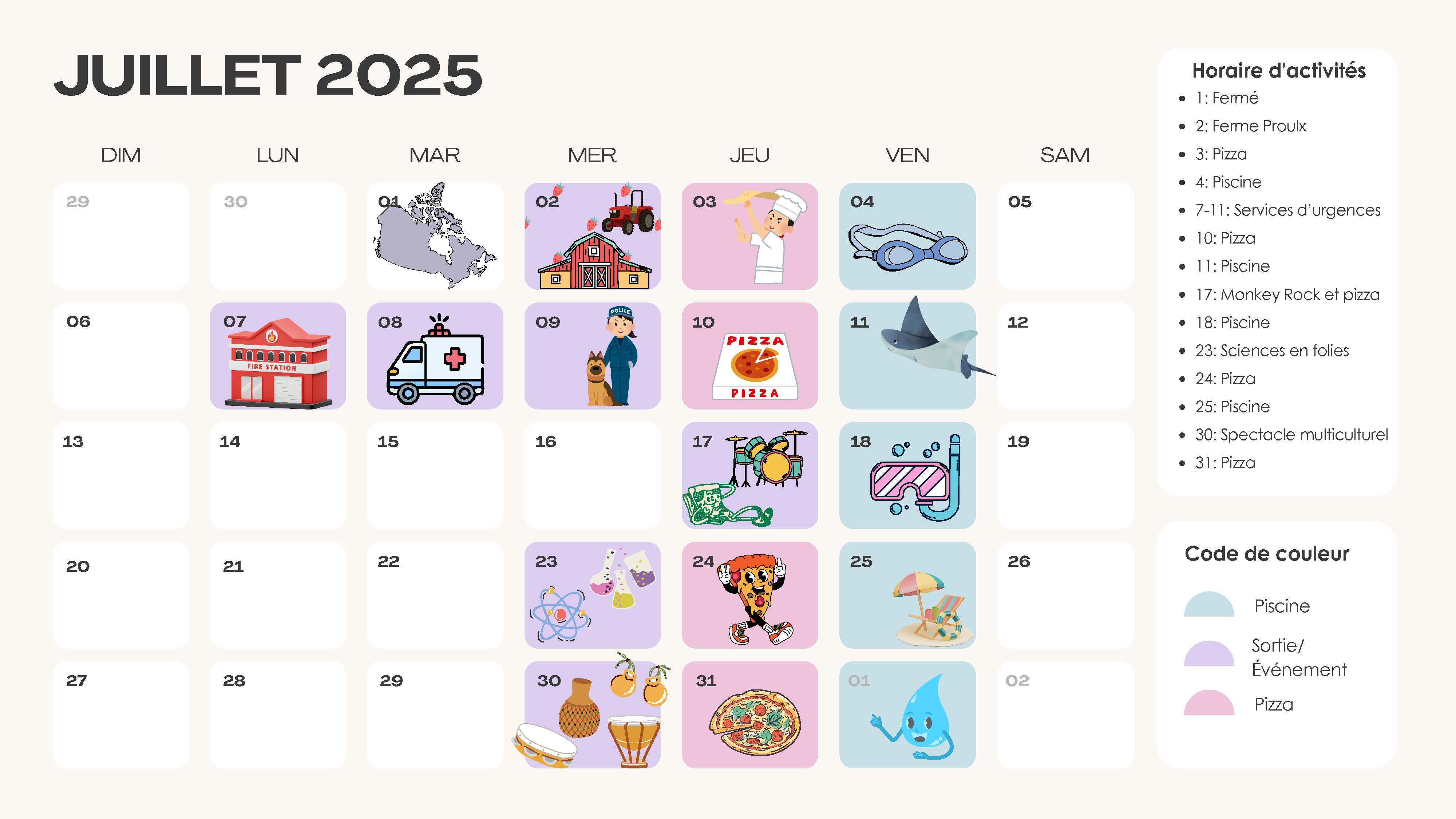 Programmation de juillet