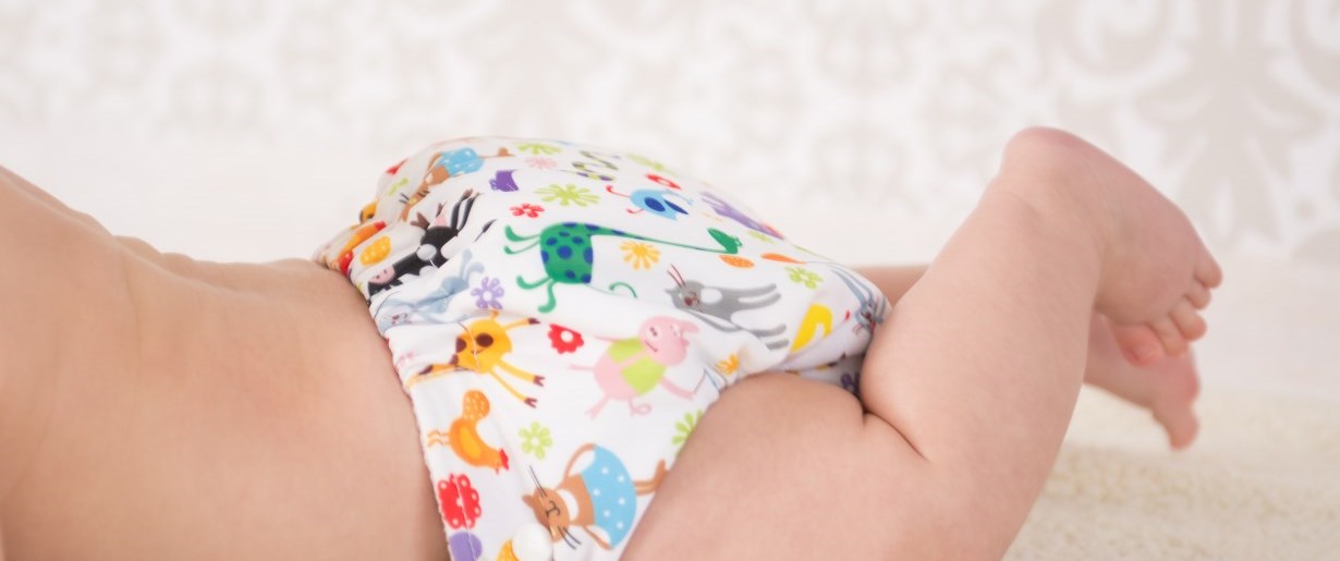 Baby in a reusable diaper