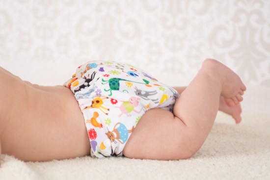 Baby in a reusable diaper