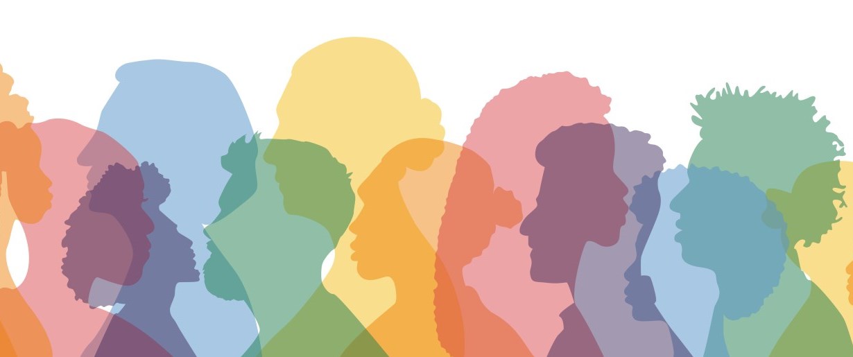 Multicolour profiles of various persons representing diversity