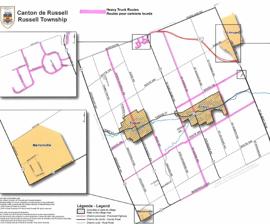 Carte des routes pour camions lourds