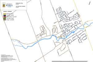 Waste Day Collection Map for the village of Russell