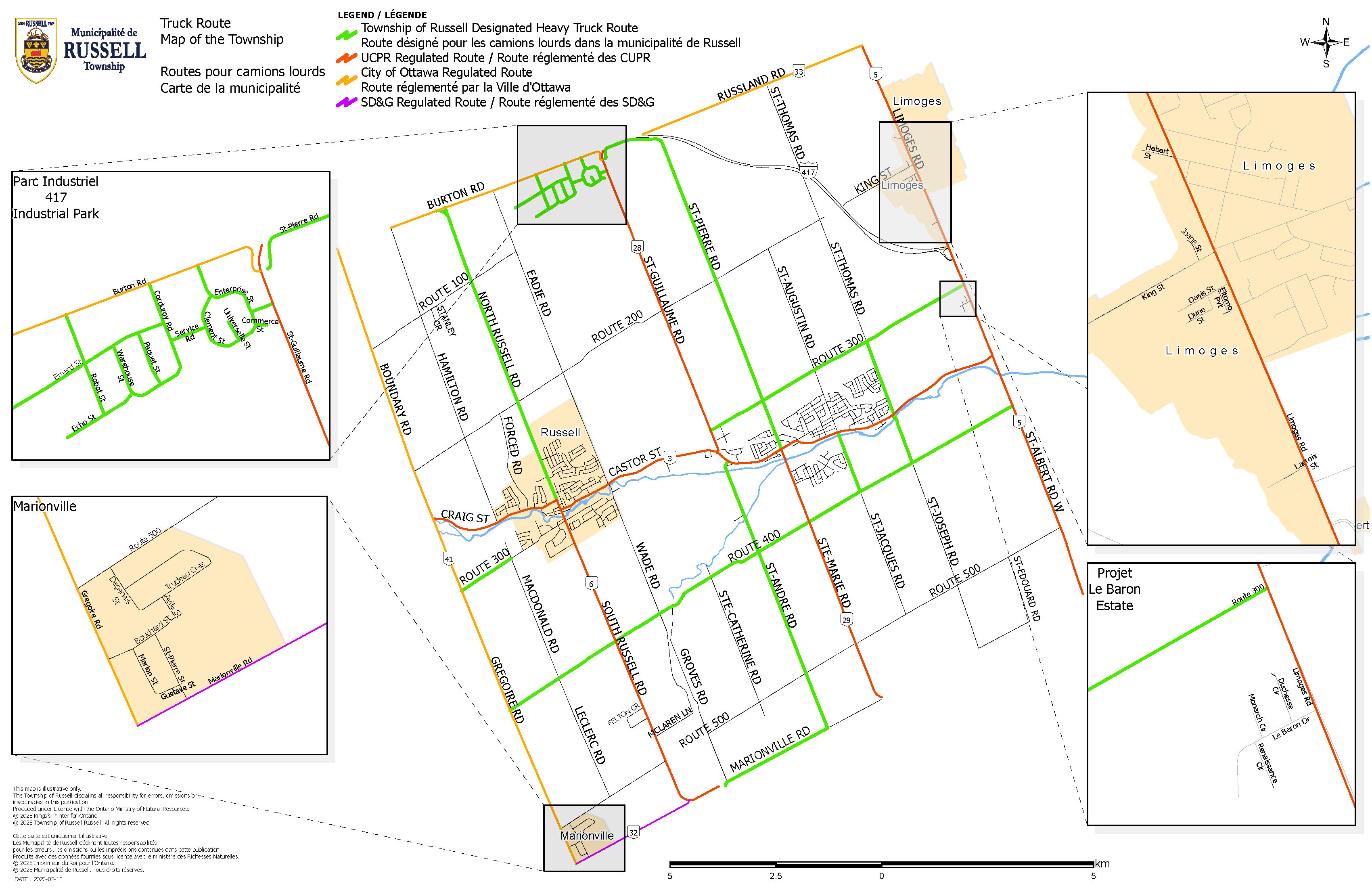 Carte des routes pour camions lourds