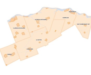 Map of the United Counties of Prescott and Russell