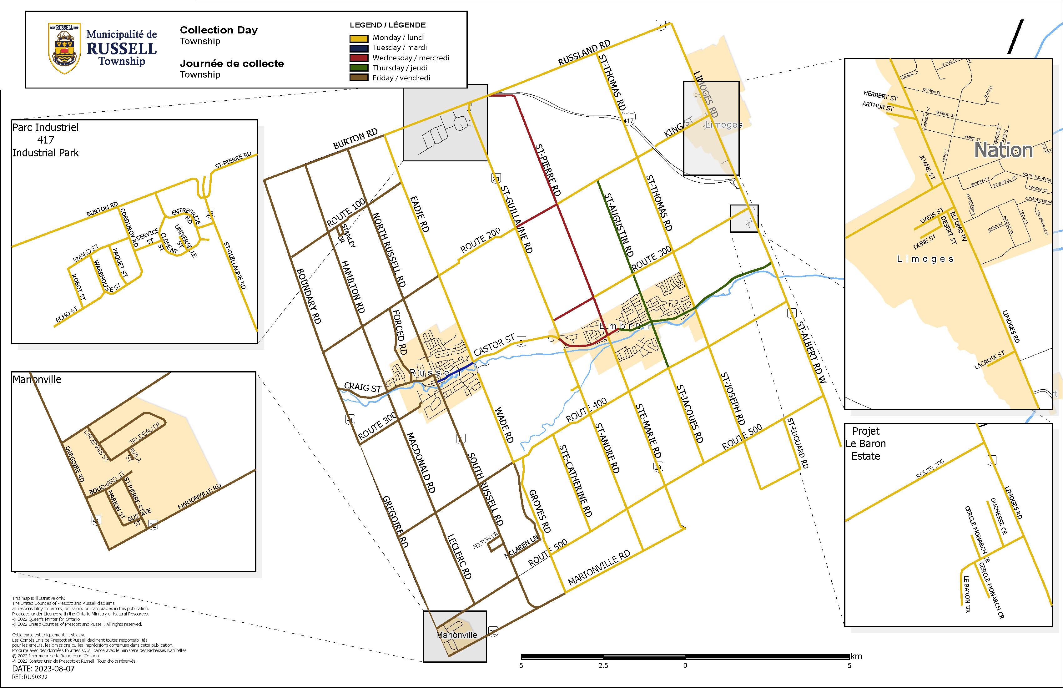 Carte de collecte des ordures de la municiplité